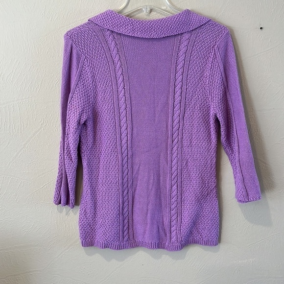 NWT Heather B lilac button-down sweater V-neck Long sleeve textured knit size S - Picture 7 of 13